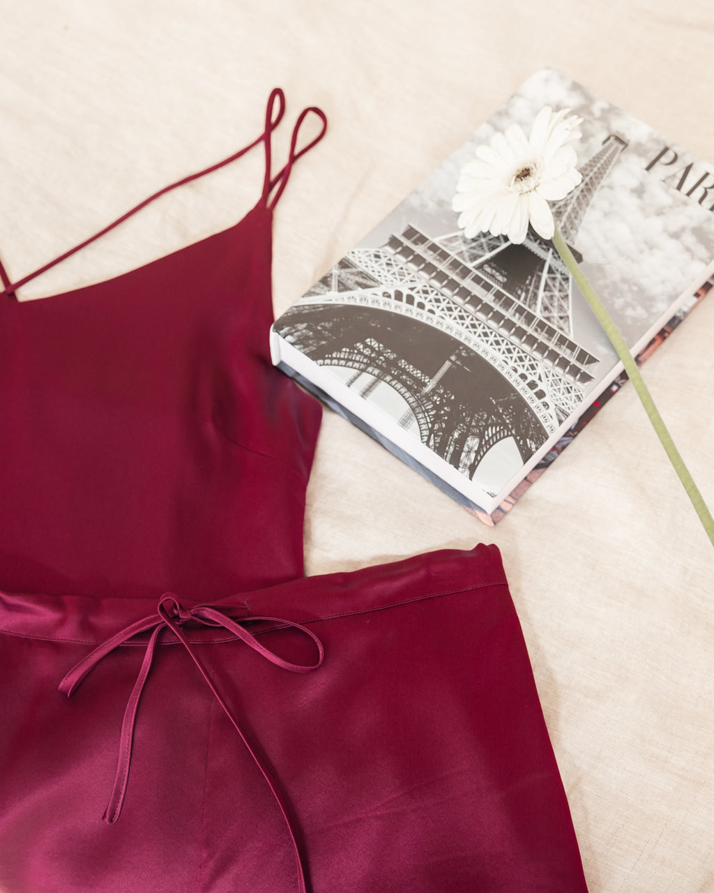 Cross-back Camisole Set - Wine Red – Silk Madame